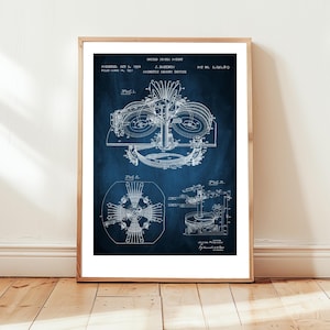 Magnetic memeory device early hard disc drive design from US Patent Office. Poster gift computer engineer, IT, information technology