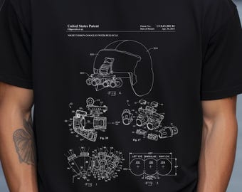 Night vision goggles design by US Patent Office. T-shirt gift for law enforcement, military, armed forces, special forces, marine, army,