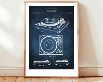 Turntable record player for Sansui  from US Patent Office. Poster gift audiophile, music lover, retro record player, vinyl collector
