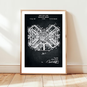 Explosive combustion  engine by Henry Ford by US Patent Office. Poster gift for garage workshop, auto mechanic, car automobile history,