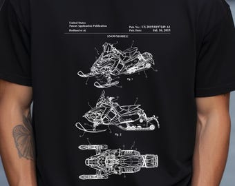 Moderne sneeuwscooter van het Amerikaanse octrooibureau. T-shirtcadeau voor sneeuwscooter, sneeuwscooter, skidoo, wintersport, skidoo, sneeuwscootercadeau