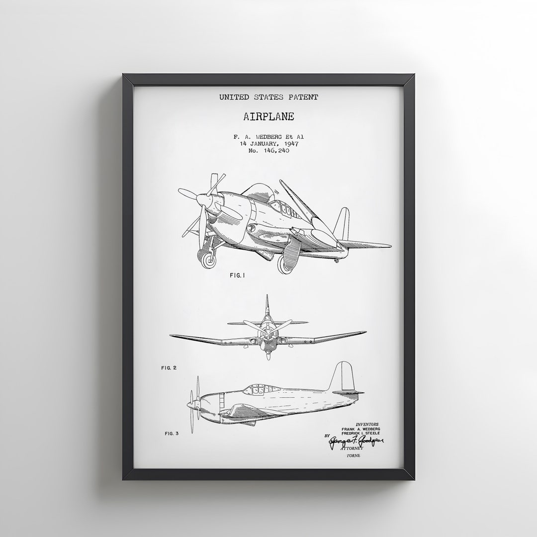 US Air Force Curtiss Wright 1947 Fighter Plane Design From US Patent ...