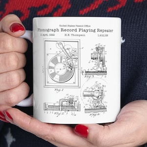 FREE US post. Vintage phonograph record player patent design from US Patent Office. Perfect gift for any music hifi vinyl lover audiophile