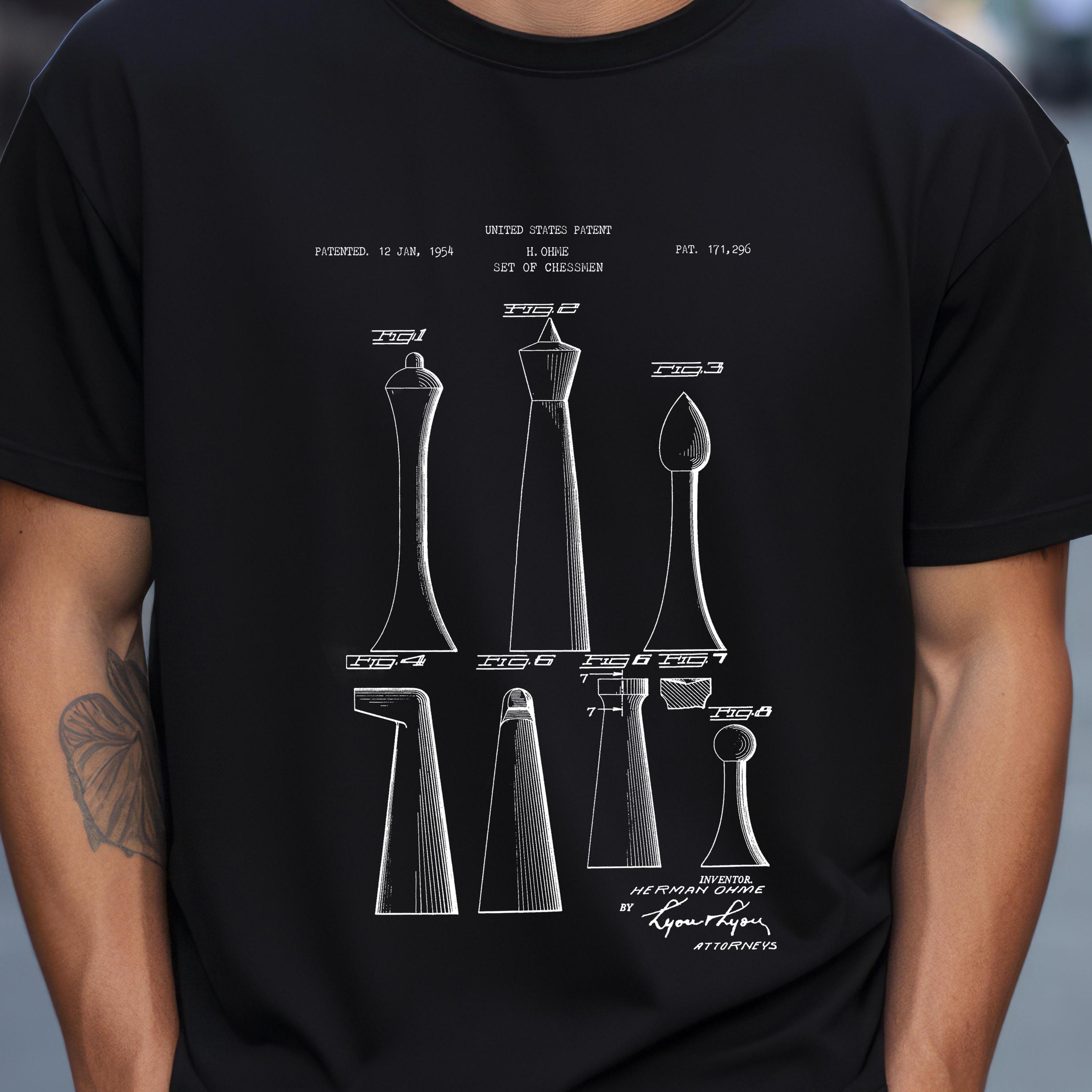 Piezas de ajedrez art déco antiguas de 1954 de la Oficina de Patentes de EE. UU. Regalo de camiseta para ajedrecista, regalo de ajedrez, juegos de mesa, piezas de ajedrez,