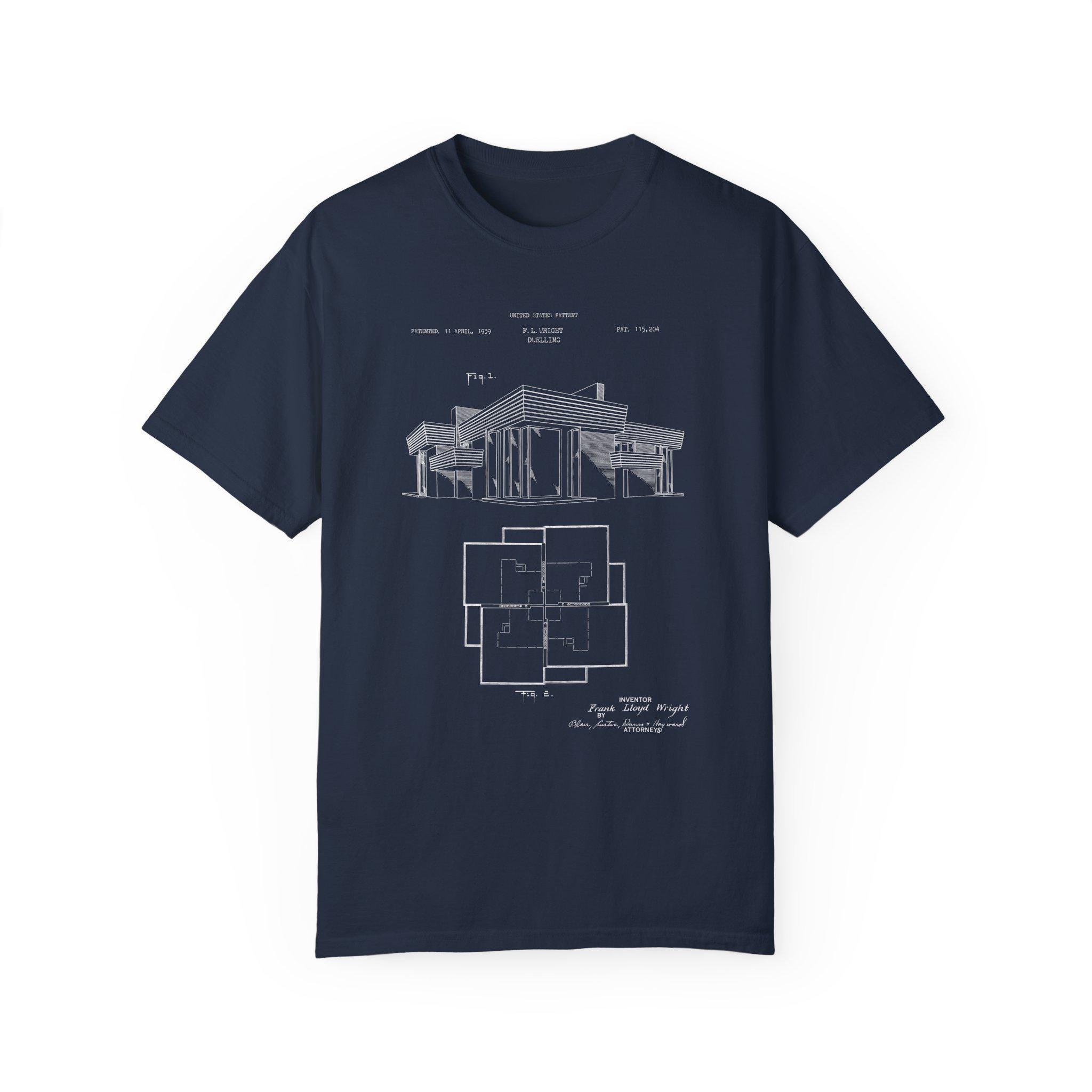 House Design by Frank Lloyd Wright From US Patent Office. T-shirt 