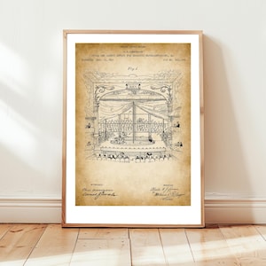 Theaterpodium- en decorontwerp uit 1891 van US Patent Office. Postercadeau, theaterbezoeker, historisch, geschiedenis, cultuur, kunst, muurkunst