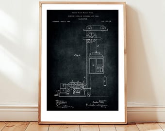 FREE US postage. Elevator design by Otis from 1869 from the US Patent Office. Perfect poster for architect, architecture, building services,