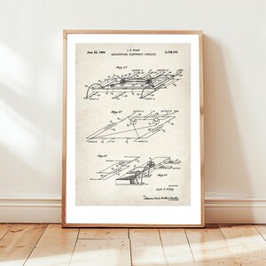 Microchip design from 1950 from US Patent Office. Poster gift electronics engineer, computer, computing, technology art, tech science,