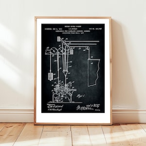 Ontwerp mechanisme voor toneeldecor van US Patent Office. Postercadeau, theaterkunst aan de muur, theatergeschiedenis, toneeltechnicus, theaterbezoeker