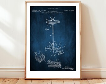 Cymbals hi-hat design from US Patent Office. Poster gift drummer, drum set, percussion, cymbals, music lover, musical instrument, band,