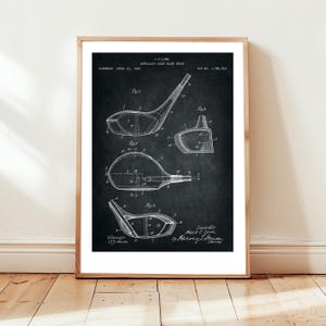 Metal head golf club design from US Patent office. Poster gift golf, golfer, golfing, golf club, golf t-shirt gift, sport, golf club design