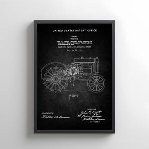 Vintage 1934 John Deere Tractor design print from the US Patent Office. Poster gift for farmer, farm, agriculture, history, farmers,