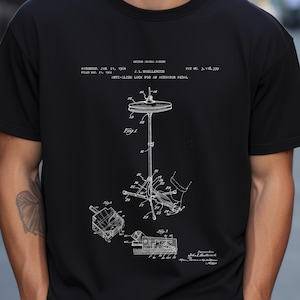 Zimbeln Hi-Hat Design vom US Patent Office. T-Shirt Geschenk Schlagzeuger, Drum-Set, Perkussion, Becken, Musikliebhaber, Musikinstrument, Band,