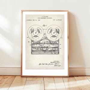 Reel-to-Reel-Tonbandgerät vom US-Patentamt. Poster Geschenk Aufnahme Studio, Musik Liebhaber, Audiophile, Musiker, Retro Design,