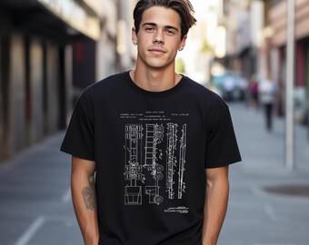 セミトラックトレーラーTシャツ、ヴィンテージシャーシデザイン