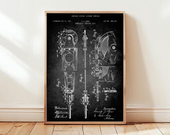 Antique endless chainsaw design from 1905 from US Patent Office. Poster chainsaw gift, DIY, lumber, lumberjack, handyman, power tool,