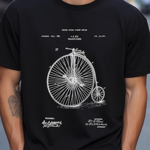 Antique vintage velocipede bicycle design from US Patent Office. Quality T shirt perfect for cyclist, bicycle fans, cycling, sports