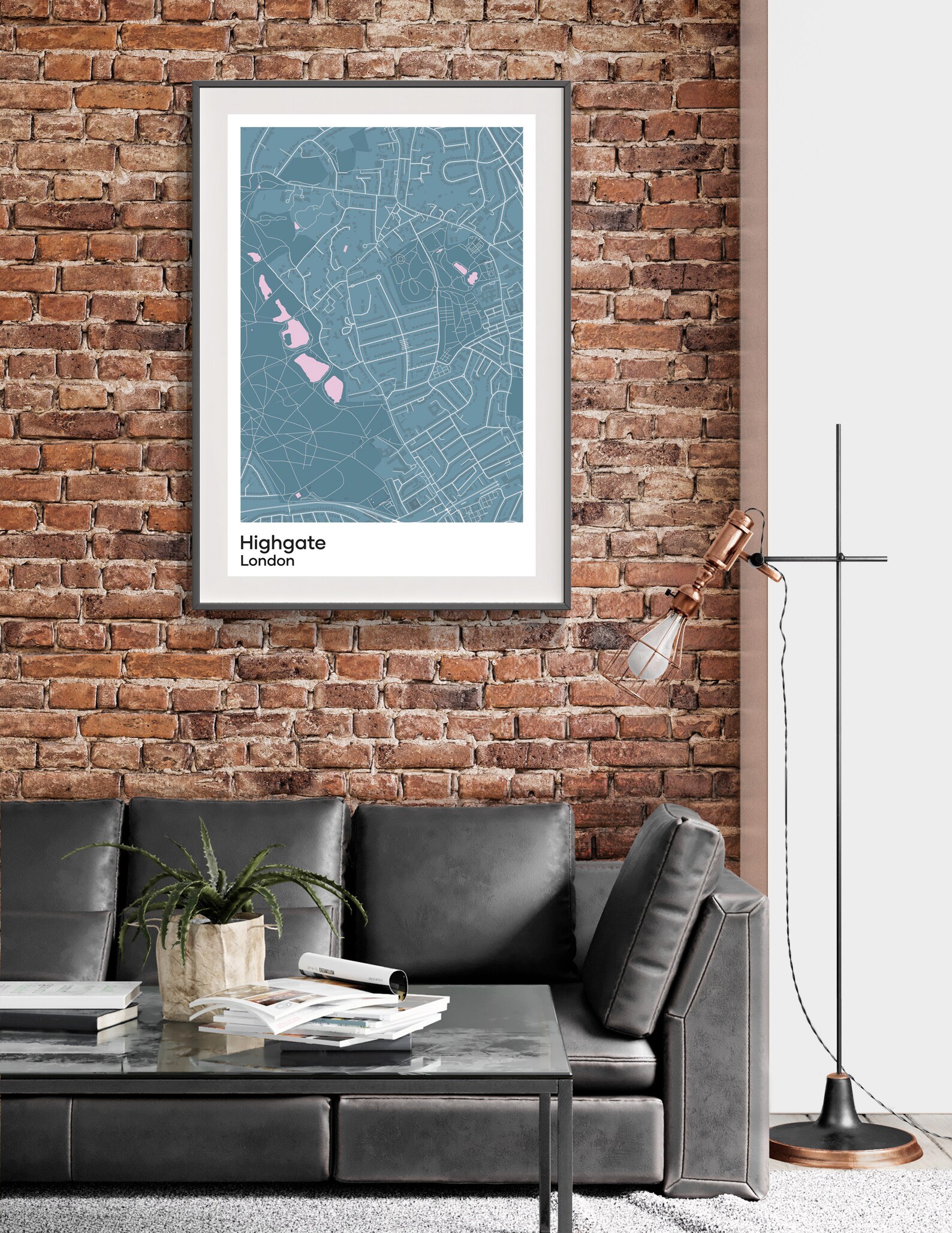 HIGHGATE LONDON Minimalist Map Print Poster. Quality Colourful Poster ...