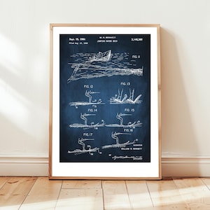 Water skis for jumping design from US Patent Office. Poster gift water skier, water skiing, water ski jumping, water sports, waterskiing,