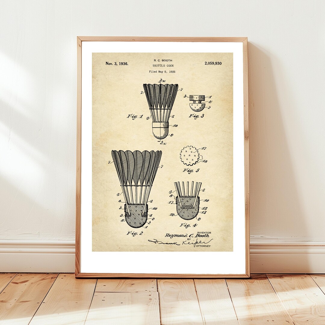 Shuttle Cock Design Fire Badminton Shuttle Cock Design From 1936 From US Patent Office. Poster ...