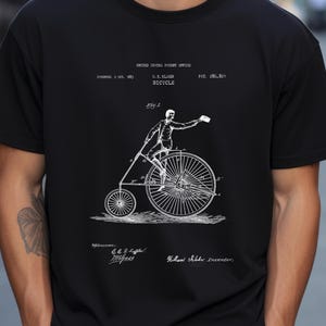 Antique vintage bicycle design from US Patent Office. A quality T shirt perfect for cyclist, bicycle fans, cycling, sports, history buffs