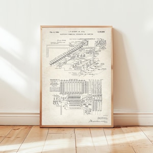 ENIAC eerste programmeerbare computer uit 1964 van US Patent Office. Postercadeau IT, computeringenieur, programmeur, software, techneut,