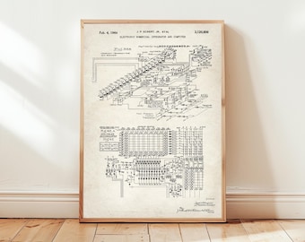 ENIAC:s första programmerbara dator från 1964 från US Patent Office. Affischgåva IT, dataingenjör, programmerare, mjukvara, tekniknörd.