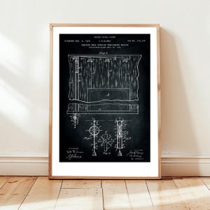 Systeemontwerp voor theatergordijnen van US Patent Office. Postercadeau, theatertechnicus, kunst aan de muur decor,