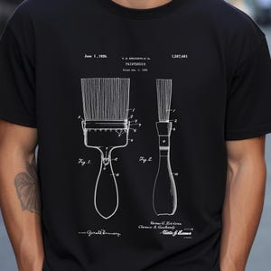 Projekt pędzla z 1926 r. z US Patent Office. Prezent w postaci koszulki dla majsterkowicza, warsztatu garażowego, malarza, dekoratora, majsterkowicza, zrób to sam
