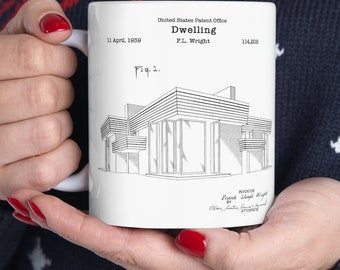 House or dwelling by architect Frank Lloyd Wright from US Patent Office. Perfect mug for any architect, architecture