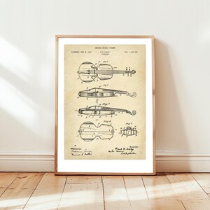 Violin design from 1921 from US Patent Office. Poster gift for Violin player, violinist, orchestra, music lover , musical instrument,