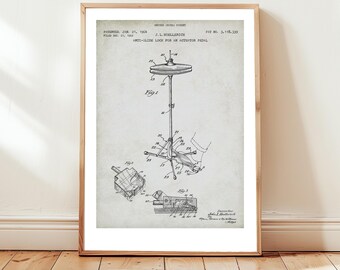 Cymbals hi-hat design from US Patent Office. Poster gift drummer, drum set, percussion, cymbals, music lover, musical instrument, band,