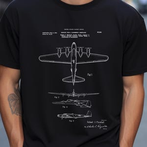 B17 Flying Fortress bomber from US Patent Office. T-shirt gift pilot, Air Force, military history, aviator, aviation, pilot aircraft, WWII