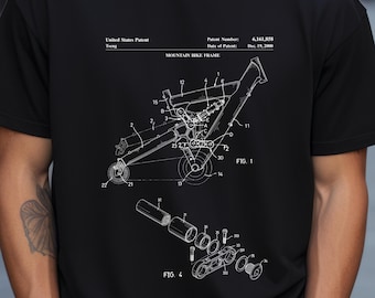 Mountain bike suspension design from US Patent Office. T-shirt gift for mountain biker, cycling, cyclist, bicycle , sports, biking,