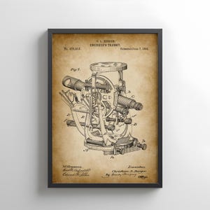 Engineers transit theodolite from 1892 from US Patent Office. Poster gift theodolite, surveyor, surveying, civi engineer, construction,
