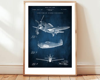 US Air Force 1946 Superbolt Fighter Plane by Republic Aviation. Poster gift air force pilot, aviation history, man cave wall art