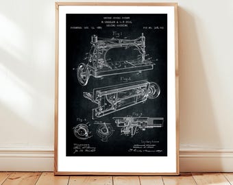 Antique sewing machine from 1885, US Patent Office. Poster gift for tailor, seamstress, crafter, quilter, sewing, dressmaker, dressmaking