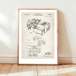 First mainframe computer design from US Patent Office. Poster gift computer scientist, computing, software, hardware, IT, data storage,