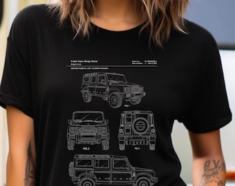 Design Of INEOS Grenadier SUV - Patent Office Drawing, 4WD Cotton T-Shirt | US Made | Off-Roading Gift For Him