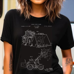 Front loader machine design from US Patent Office. T-shirt gift construction professional, plant operator, bucket loader