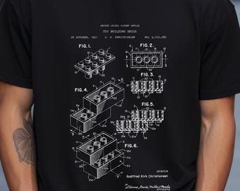 Spielzeug-Bausteine-Design vom US-Patentamt. T-Shirt Kinderspielzeug Bauklötze, klassisches Spielzeug, kreative Kinder, Vintage Spielzeugsteine