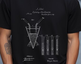Alfred Nobel - Nitroglycerine Patent T-Shirt - Made In USA Cotton, Historical Industrial Engineering Apparel