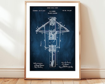 Vintage rowing machine design from US Patent Office. Poster gift rower, rowing machine decor,  rowing wall art, rowing print,