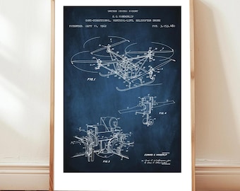 Quadcopter Drone, Vintage Patent Art Print - Engineering Gift | Technical Drawing Wall Decor | Museum-Grade Aviation History