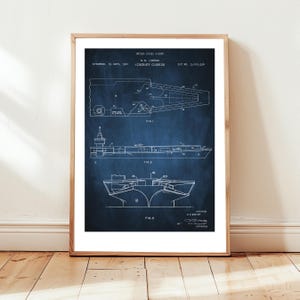 Modèle de navire de guerre porte-avions de l&#39;Office des brevets des États-Unis. Poster cadeau pour la marine, la marine, les marins, l&#39;armée, les navires de guerre, les forces armées, la marine américaine