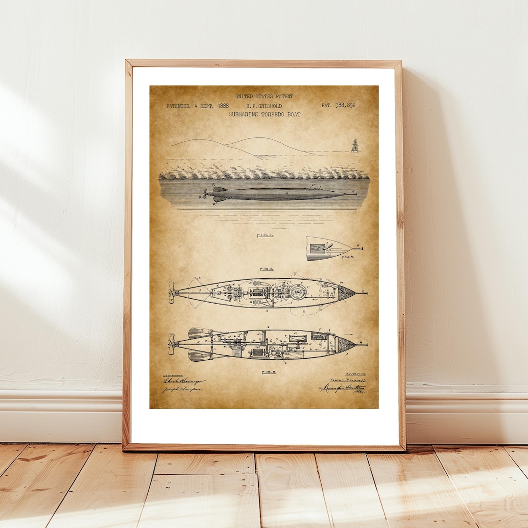 Vintage Torpedo Submarine Boat Design From 1888 From the US Patent ...