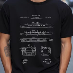 Vintage submarine battleship 1919 from US Patent Office. T-shirt gift for navy naval, warship, military, sailor, naval history, submariner