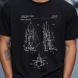 NASA Space Shuttle design from US Patent Office. T-shirt gift for scientist, space geek, astronaut, space shuttle t-shirt, tech geek,