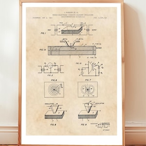 Transistor design invention from 1950 from US Patent Office. Poster gift electronics engineer, scientist, electrical, computer, wall art