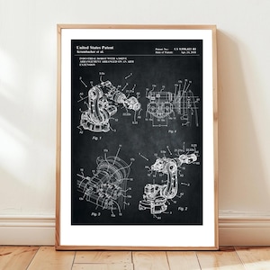 Diseño de brazo robótico de la Oficina de Patentes de EE. UU. Póster de regalo para ingenieros de robótica, fábrica, industria, industrial, fabricación, automatización, robot